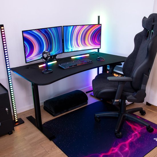 Gaming Bureau - Werkplek Bureau - Comfortabel Spelen - Volledig Oppervlak Muismat - 140 x 71 cm - Zwart — afbeelding 2