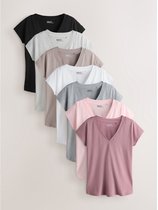 Next - Dames - Set van 7 T-shirts met kapmouwtjes - Roze