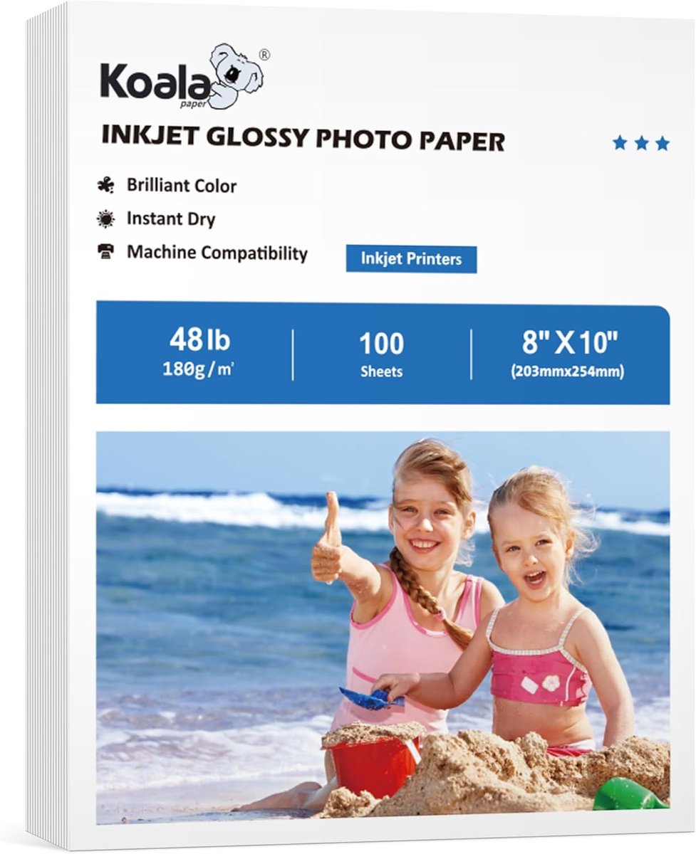 Glanzend Inkjet Fotopapier 8x10 Inch - 100 Vellen - 180GSM - Professionele Kwaliteit