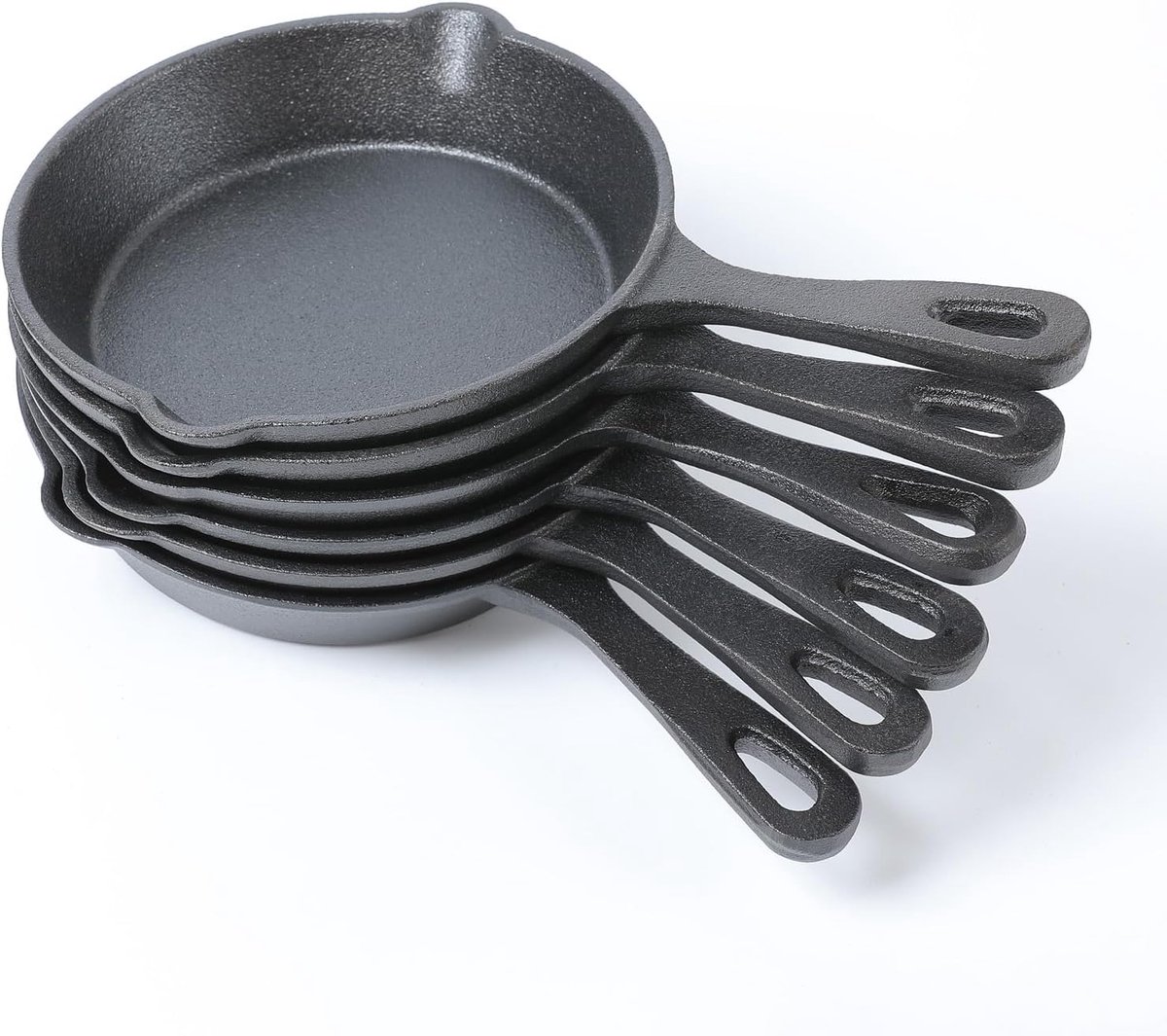Mini Koekenpannen Rond Zwart Set van 6 Stuks