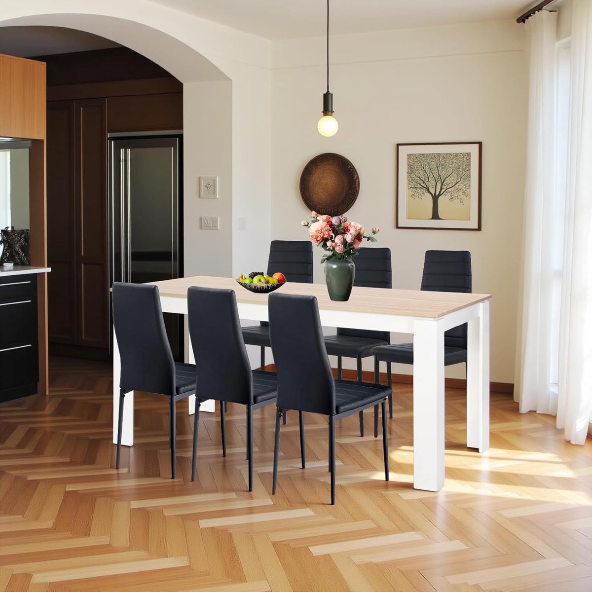Complete Eetkamerset Tafel met 6 Stoelen Rechthoekig 160x80 cm