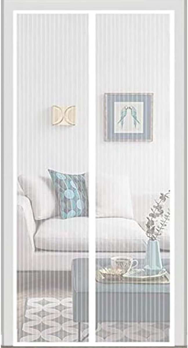 Magnetische Deurhor 140x200cm - Zelfsluitend Vliegengordijn met Sterke Magneten, Wit