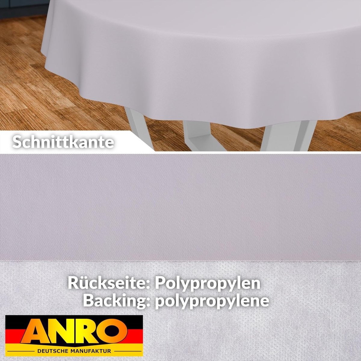 Wasbare Olievlekbestendige Tafelkleed Rond 100 cm Grijs - Voor Binnen en Buiten
