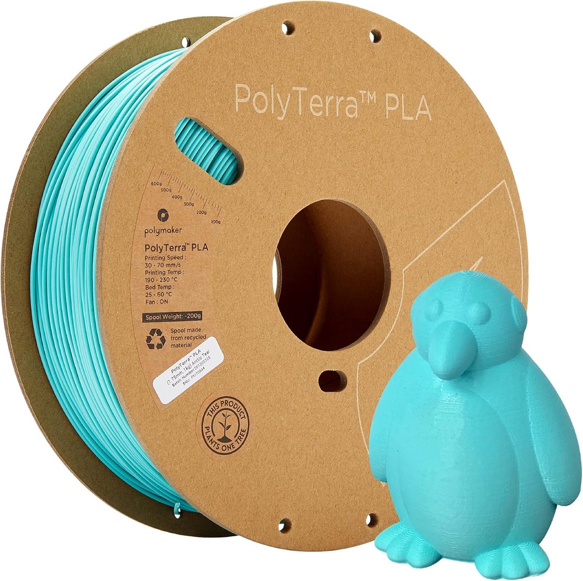 PLA 3D Printer Filament 1,75 mm 1 kg Lichtblauw Lager Kunststofgehalte