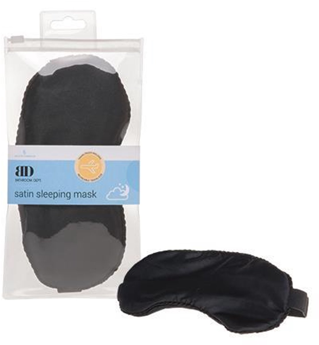Slaapmasker satijn met elastiek zwart.