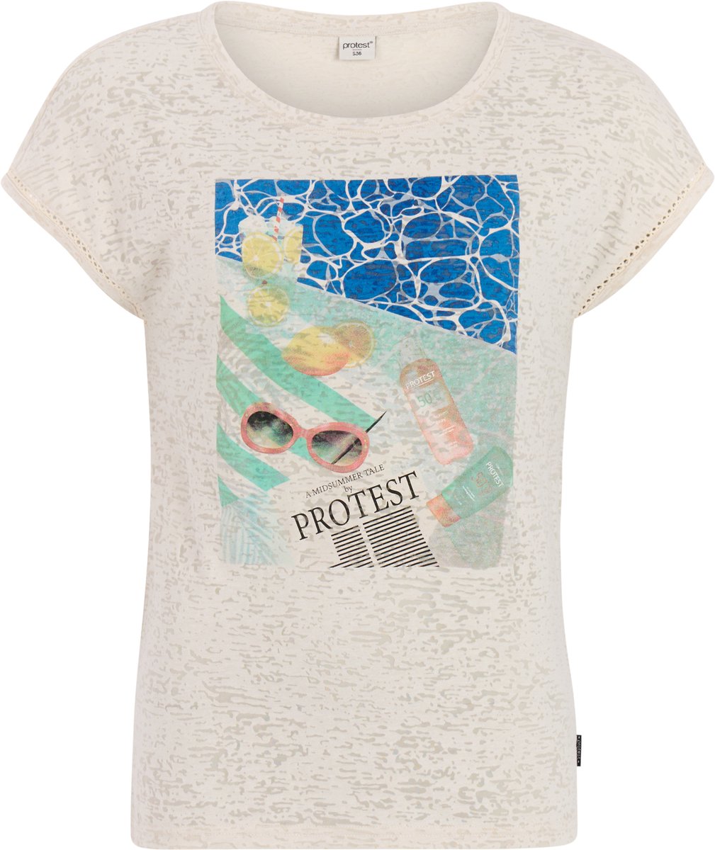 Protest PRTElles T-shirt Dames Normale pasvorm Ronde hals Normale pasvorm Blauw