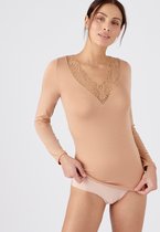 Damart - T-shirt met lange mouwen kant Thermolactyl Sensitive onzichtbaar - Dames - Bruin - 38-40 (S)