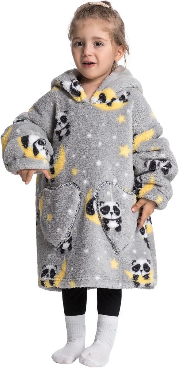 Oversized Kinder Hoodie Deken met Mouwen en Capuchon Heerlijk Zacht Comfortabel
