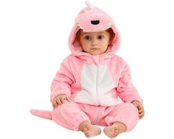 Warm Flanellen Dino Romper voor Unisex Baby's en Peuters