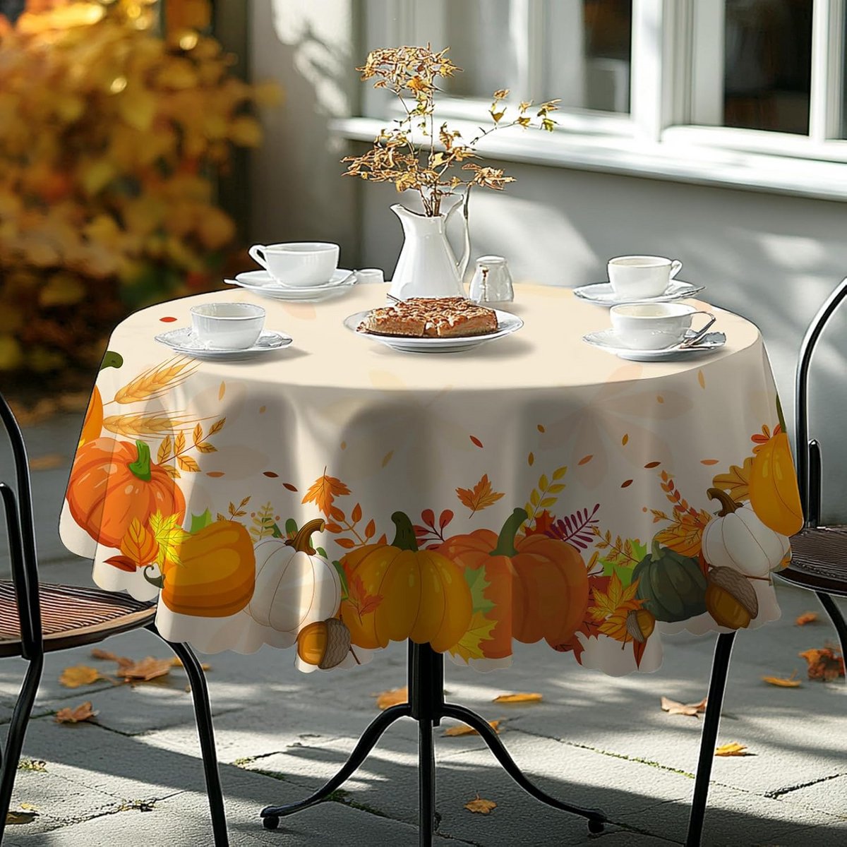 Rond Tafelkleed Herfst Decoratie 150cm - Waterafstotend & Weerbestendig voor Binnen & Buiten