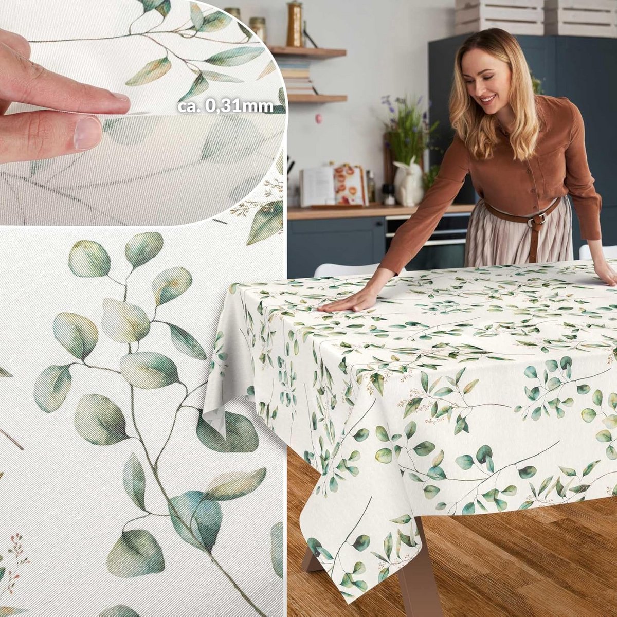 Waterafstotend en Kreukvrij Tafelkleed Rechthoekig - 200 x 140 cm Katoen Polyester