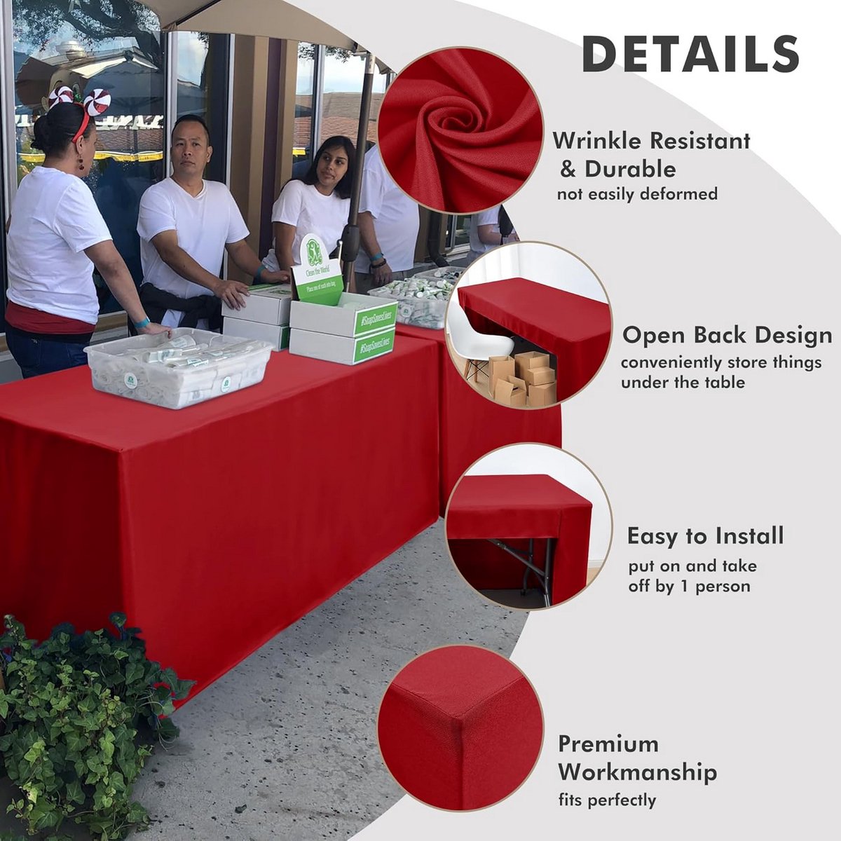 Tafellaken Rechthoekig Rood – 2 Stuks – Wasbaar en Kreukvrij voor Feest, Bruiloft & Buffet