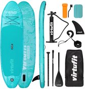 Compleet turquoise SUP board pakket met pomp, peddel, reparatiekit, vin en draagtas