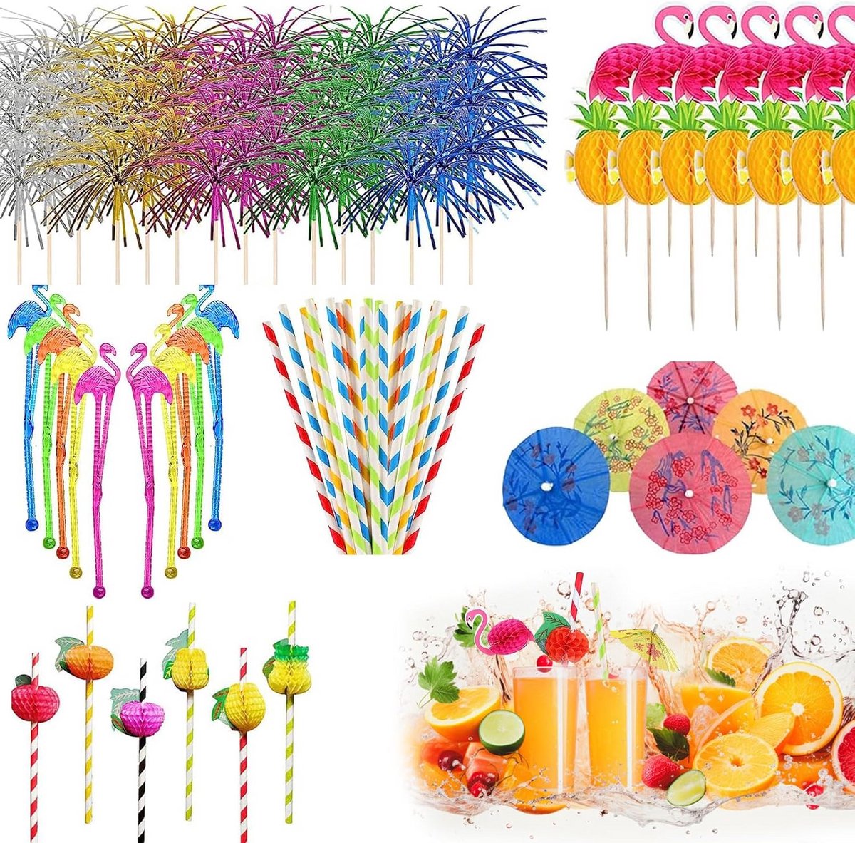 120 Delige Set Cocktailprikkers en Decoratie voor Drankjes - Feestaccessoires