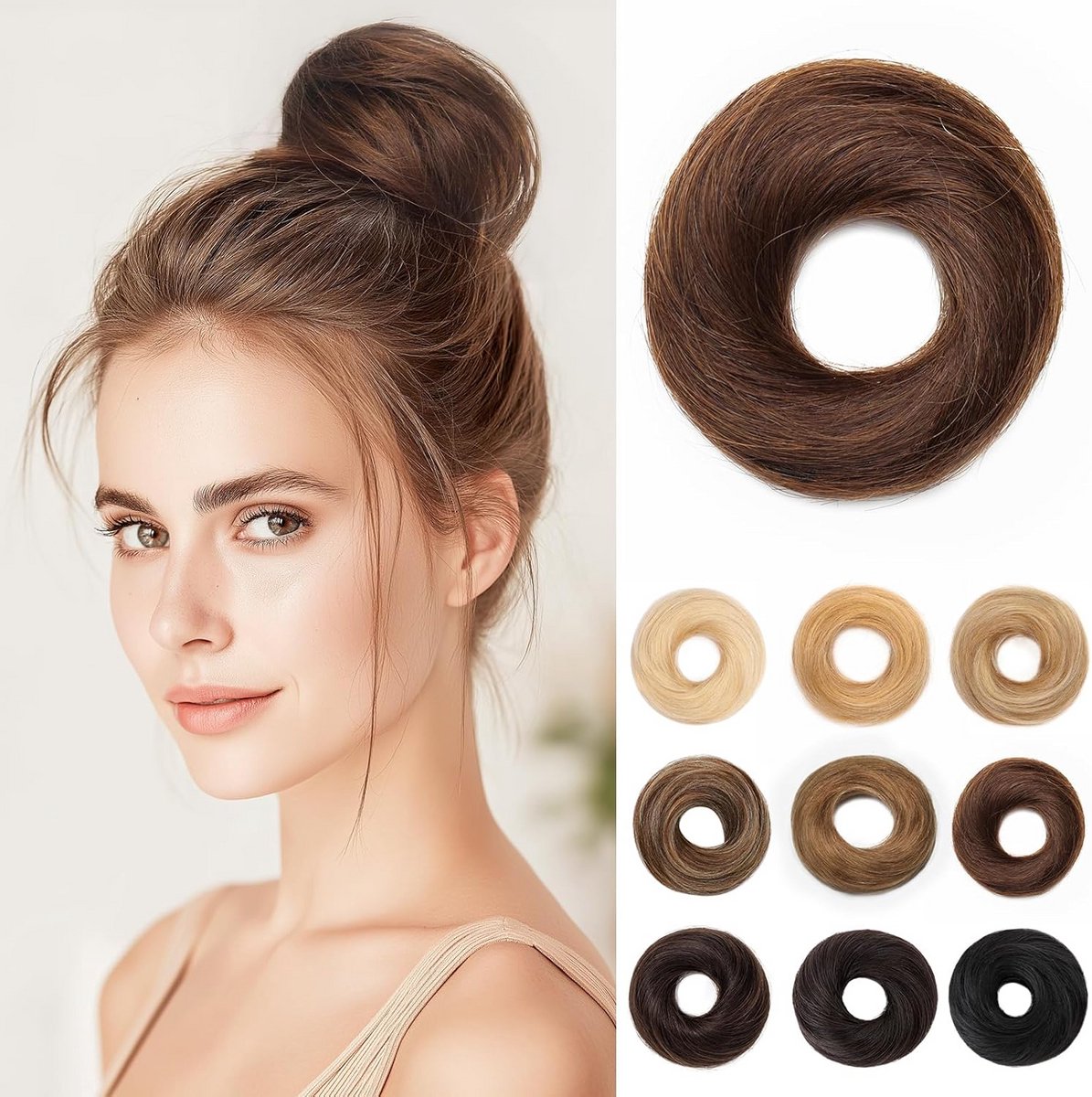 Haarstuk Rommelige Knot Echt Haar Elastiek Voor Direct Volume en Opgestoken Kapsels