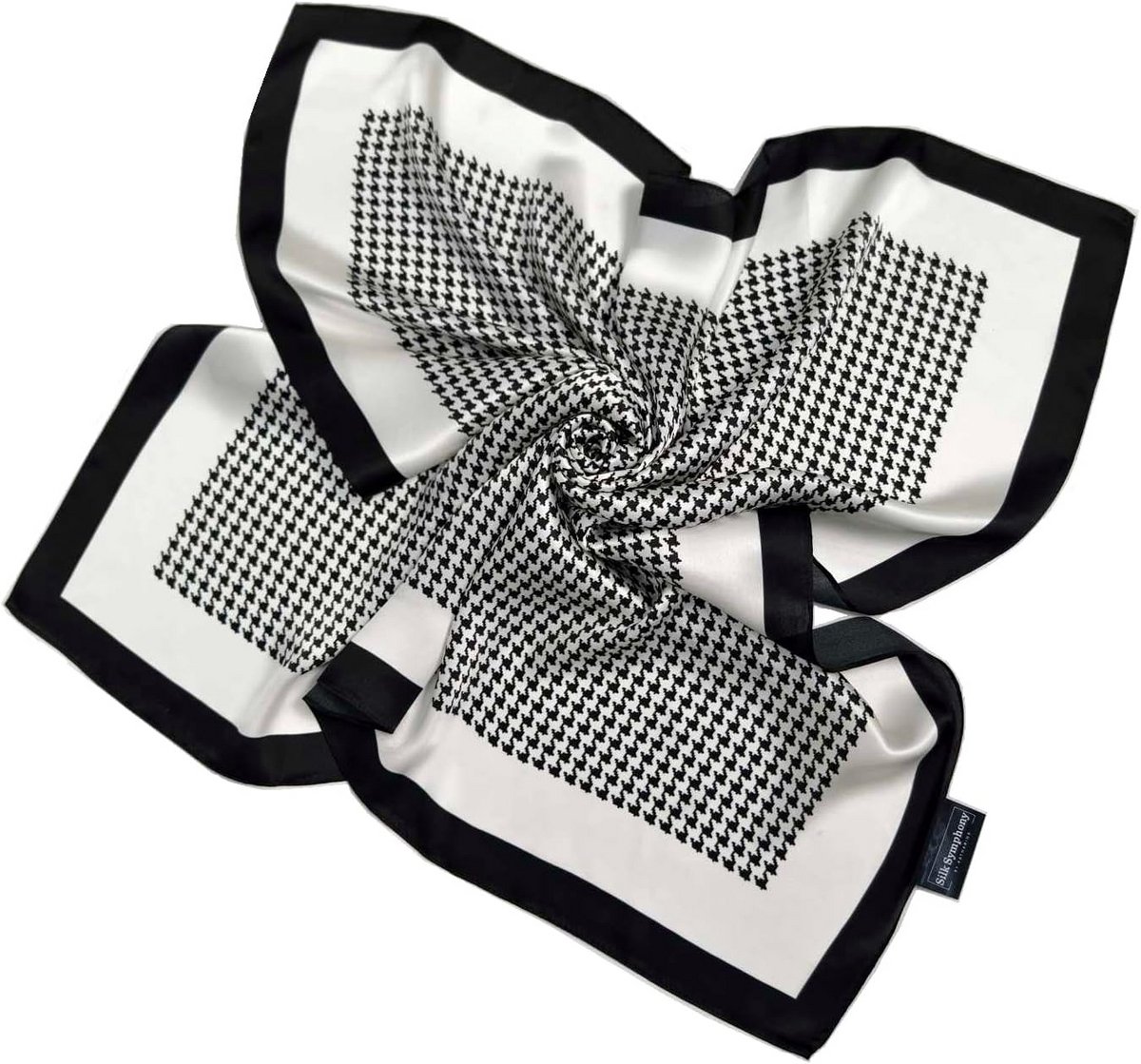 Luxe Zijden Sjaal 90x90cm Dames 100% Moerbeizijde Wit Zwart