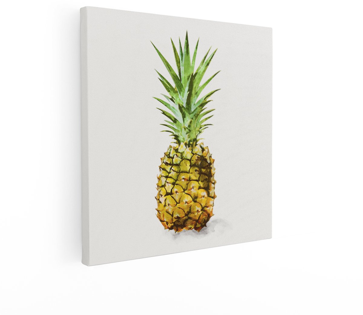 Artaza Canvas Schilderij Ananas - 70x70 cm - Wanddecoratie Keuken - Muurdecoratie Fruit - Decoratie Aquarel - Boho Schilderijen Op Canvas