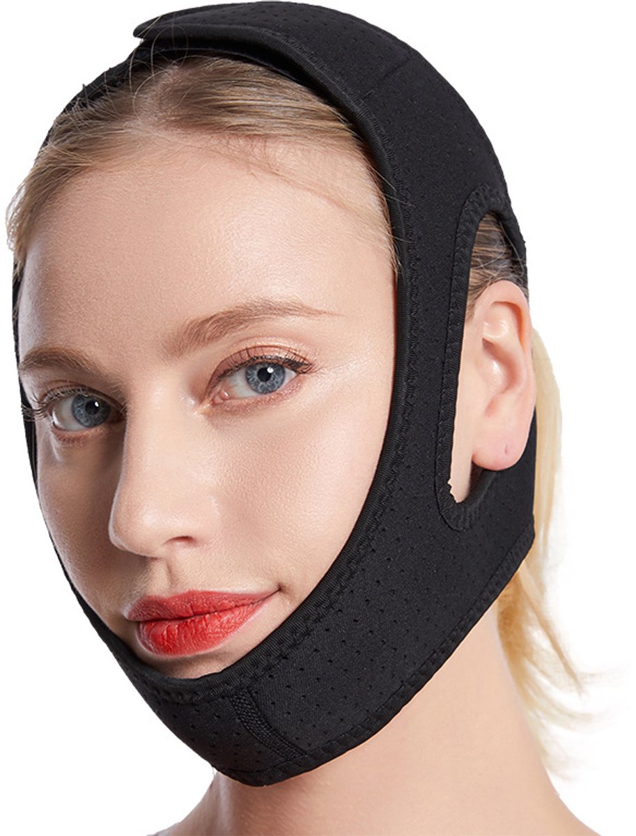 Anti-snurkapparaat - Kinband voor mannen en vrouwen - Bevestigingsband - Anti-snurkband van duikmateriaal - Anti-snurkband - Slaap-anti-snurkband - Zwarte anti-snurkband voor volwassenen
