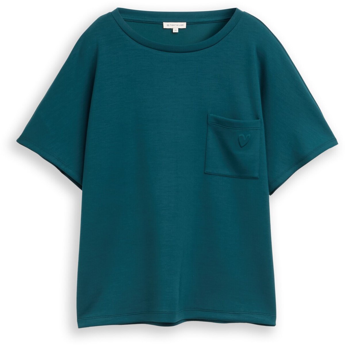 Tom Tailor - Losvallend scuba T-shirt met borstzak - Maat S - Deep Meadow Green