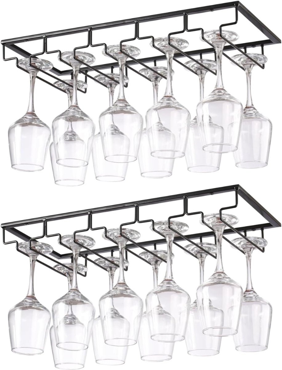 Zyrex® Ophangrek Wijnglazen - Wijnglazenhouder – Metalen Wijnglazenrek - Zwart - 22 cm x 40 cm x 6 cm