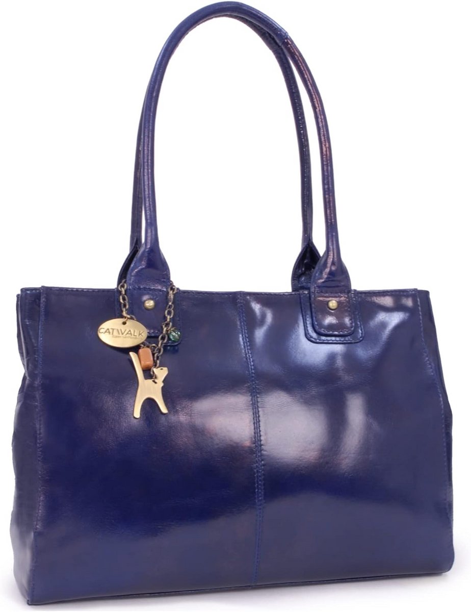 Vintage Leren Tote Bag voor Dames - Ruime Schoudertas met Handvatten