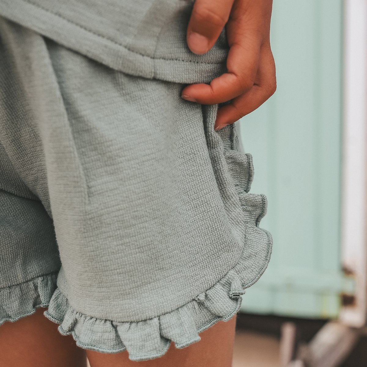 Your Wishes Textured Jersey Ruffle Short Broeken Meisjes - Groen - Maat 110