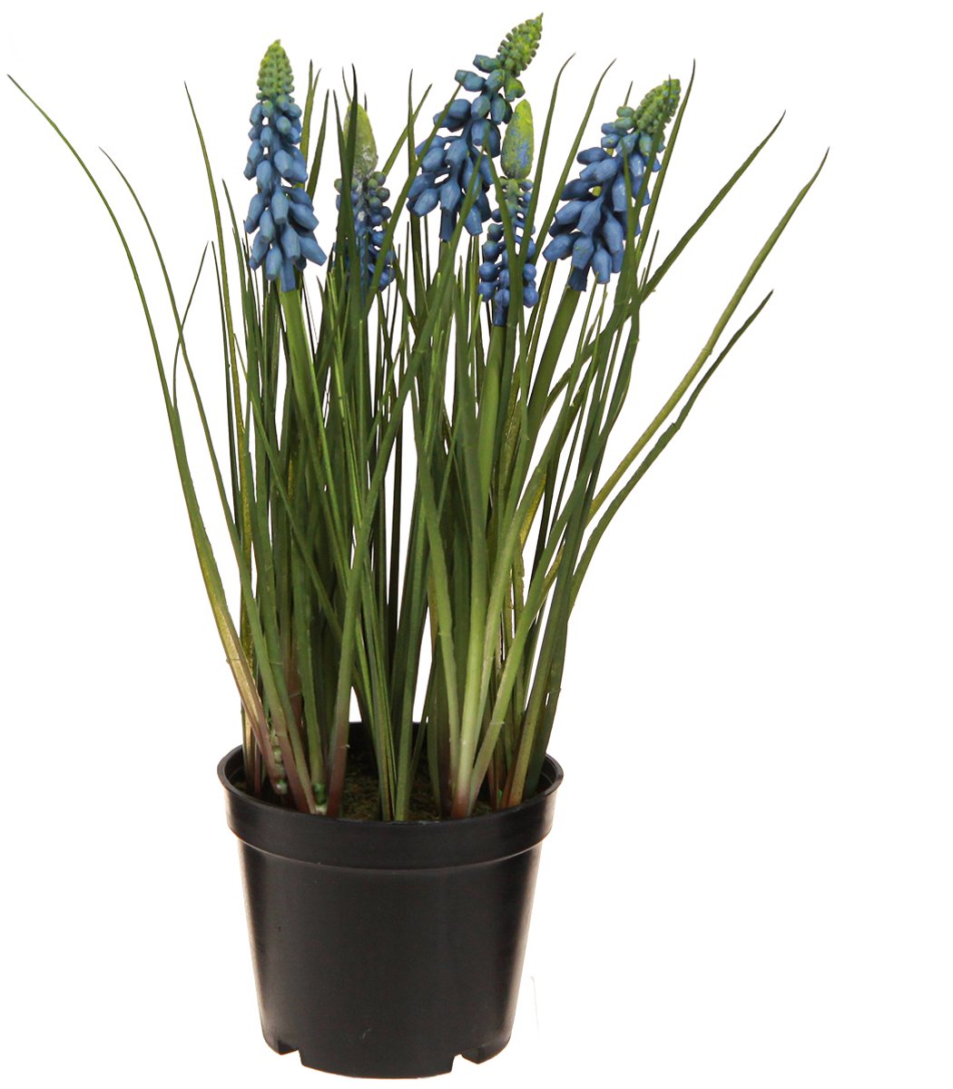 Viana Kunsthyacinten in een blauwe pot 24cm