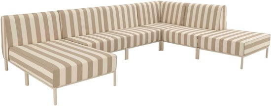 Oviala - Ensemble de jardin modulaire bas rayé pour 6 personnes Beige - Patio