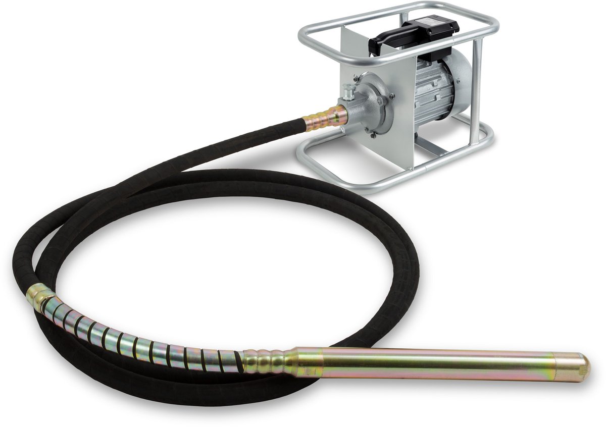 EBERTH Betonrüttler Elektrisch 1500W 6m slang 45 mm flasche Flexibele as Draaibaar frame
