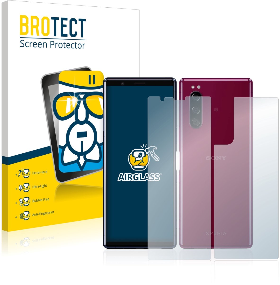 Screenprotector voor Sony Xperia 5 (Voor+Achter) Beschermglas transparant