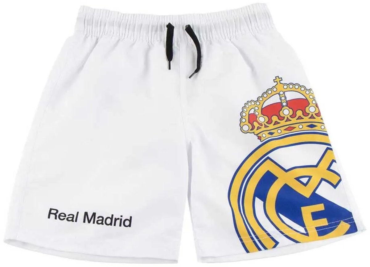 Real Madrid Zwembroek Jongens Wit - Officiële Zwemshort met Trekkoord