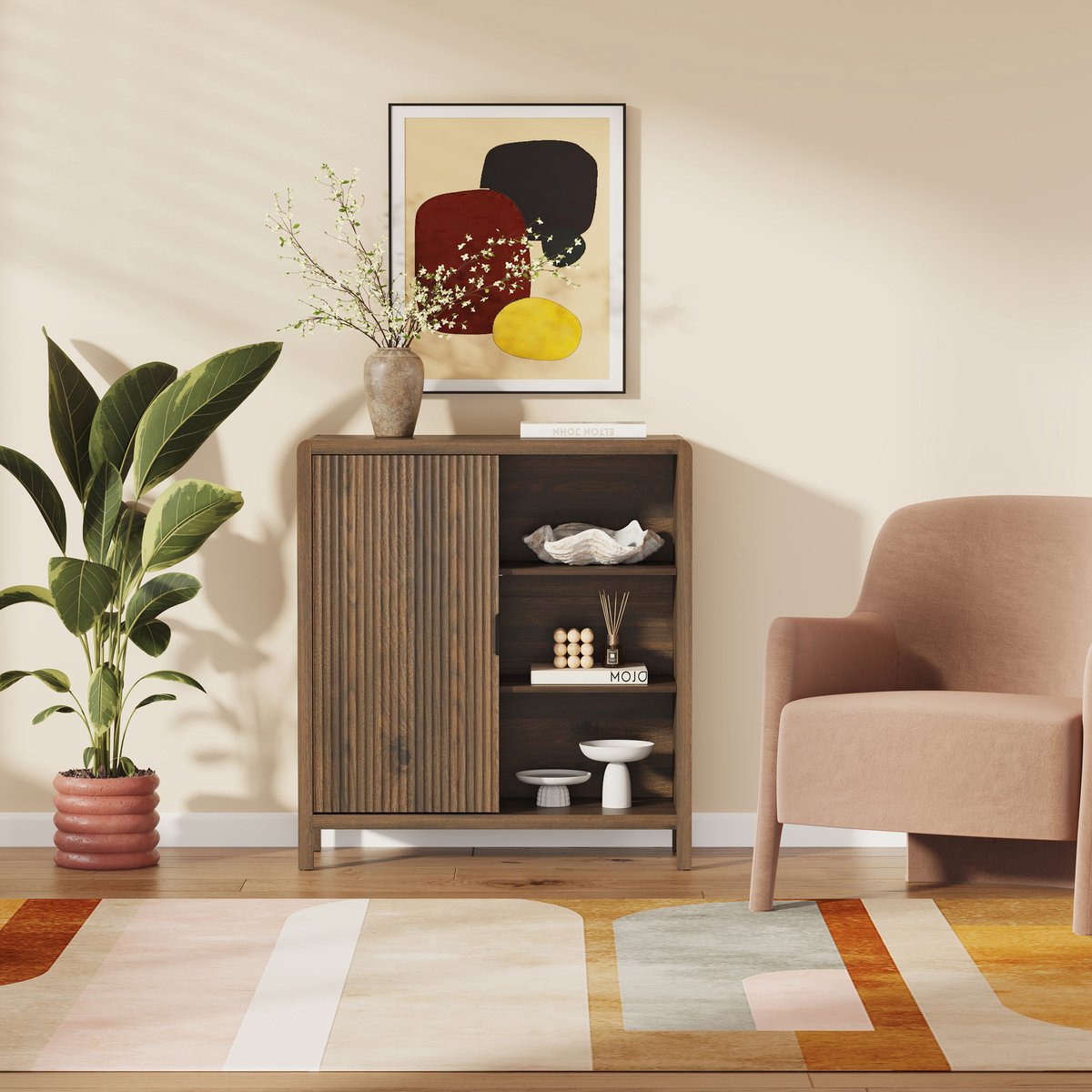 Commode Lukkodso 82x75x30 cm walnootkleurig [en.casa]