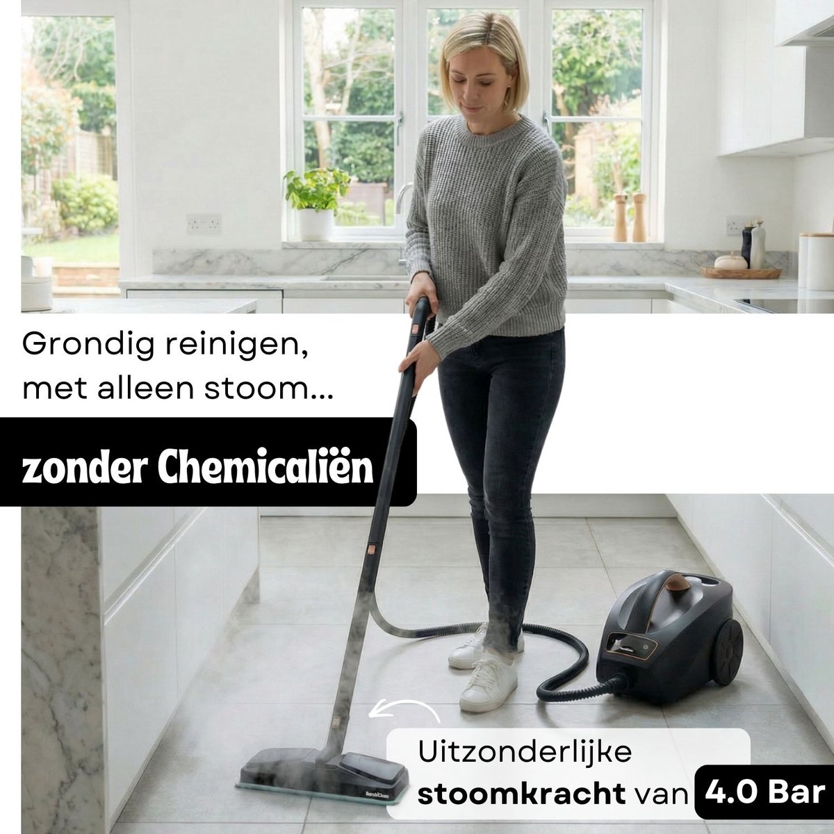 BambiClean SteamBuddyPro: 4 bar en 2,5 liter thumbnail 5