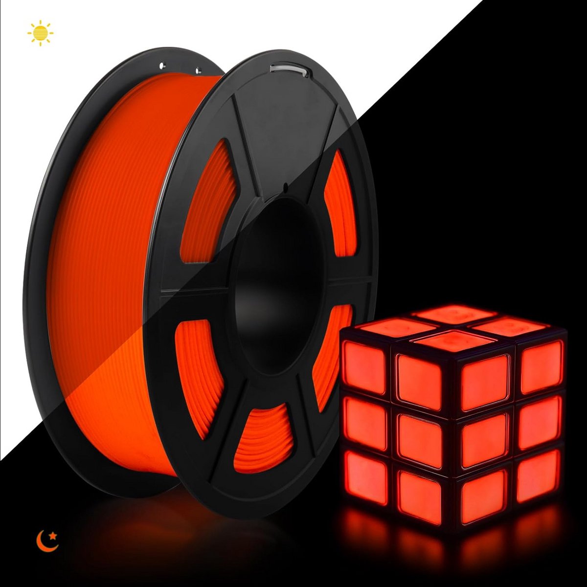 Glow in the Dark 3D Printer Filament PLA 1.75mm Rood - 1KG Spoel - Hoge Nauwkeurigheid