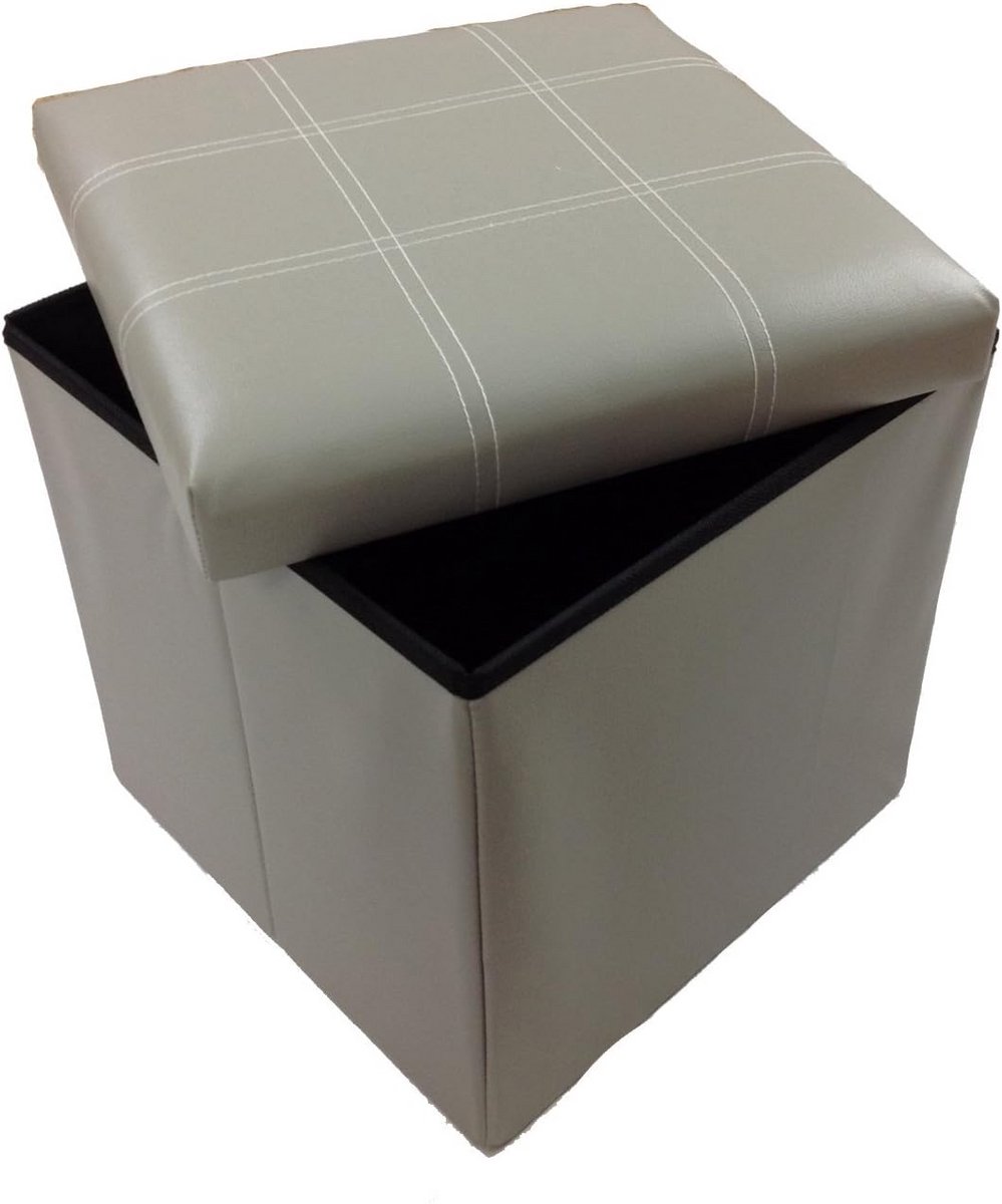 Opbergkruk met Deksel 38x38x38 cm Opvouwbaar Voetenbankje Zithoek