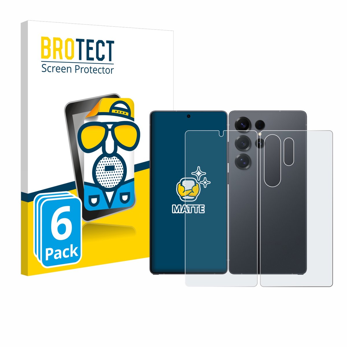 BROTECT - Screenprotector voor Samsung Galaxy S25 Ultra (Voor+Achter) - Folie Beschermfolie matte 6 Stuks