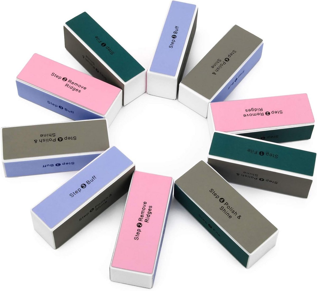 10 Stuks Nagelbuffer Blokken 4-Weg Polijstmachine voor Manicure en Pedicure