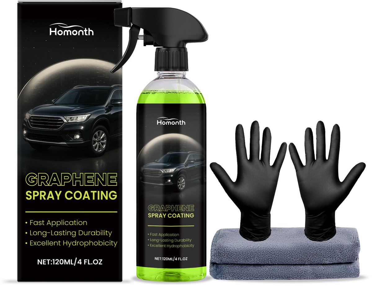 TLVX Keramische Auto Coating Spray 120ML Incl. Microvezeldoek en Handschoenen / Ceramic Car Coating / Auto Polijsten / Car Polish / Nano Glans Glas Coating / Auto Wax / Reinigen / Cleaning / Vuilafstotend / Waterafstotend / Lange bescherming