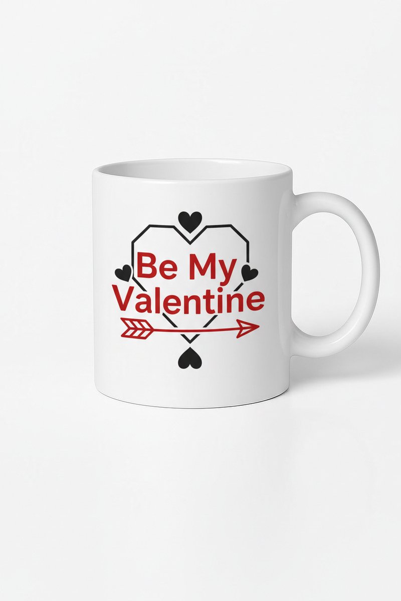 Valentijn Mok 'Be My Valentine' met Hart Design - Romantisch Cadeau
