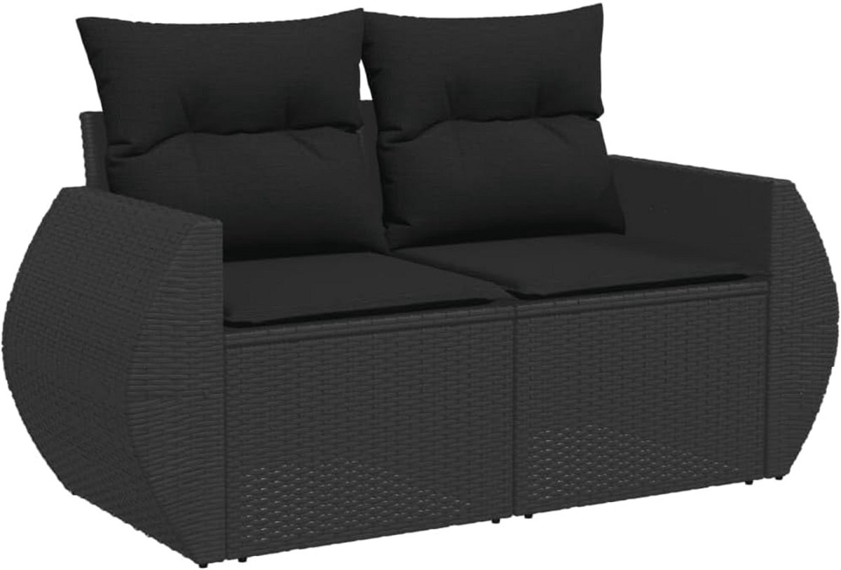 Tuinbank met kussens 2 zits poly rattan loungesofa voor buiten