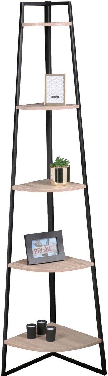 Urban Living Hoekkast - 3 planken - hout / zwart - 179 x 36,5 cm - opbergkast / wandkast