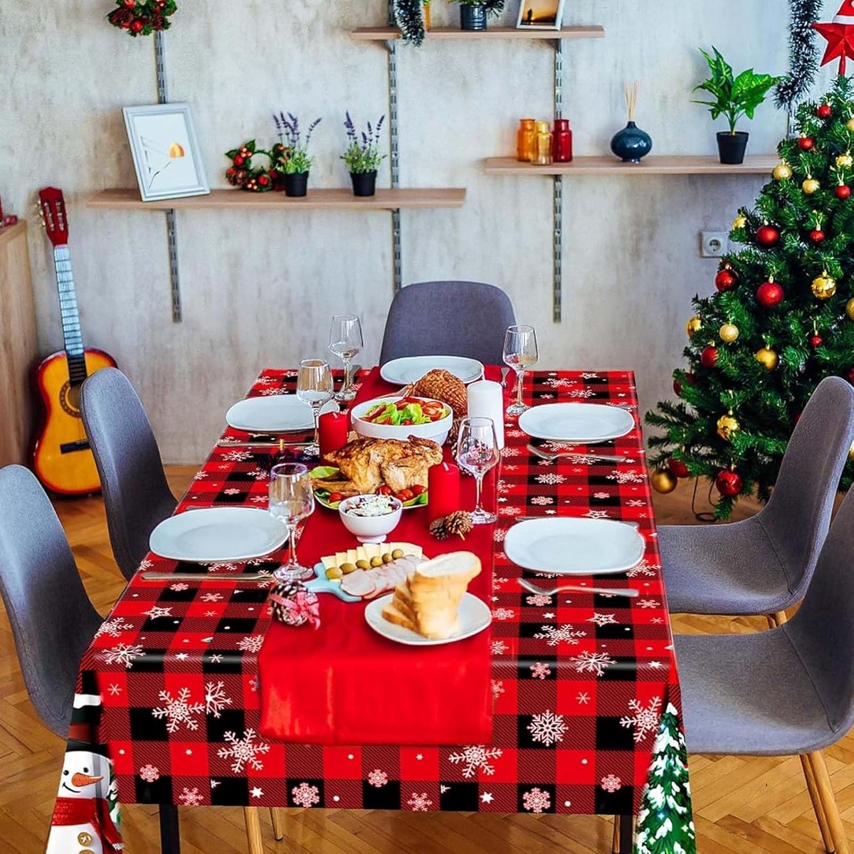 Feestelijk Kerst Tafelkleed Waterdicht - Tafeldecoratie voor Kerstmis, Diner en Parties