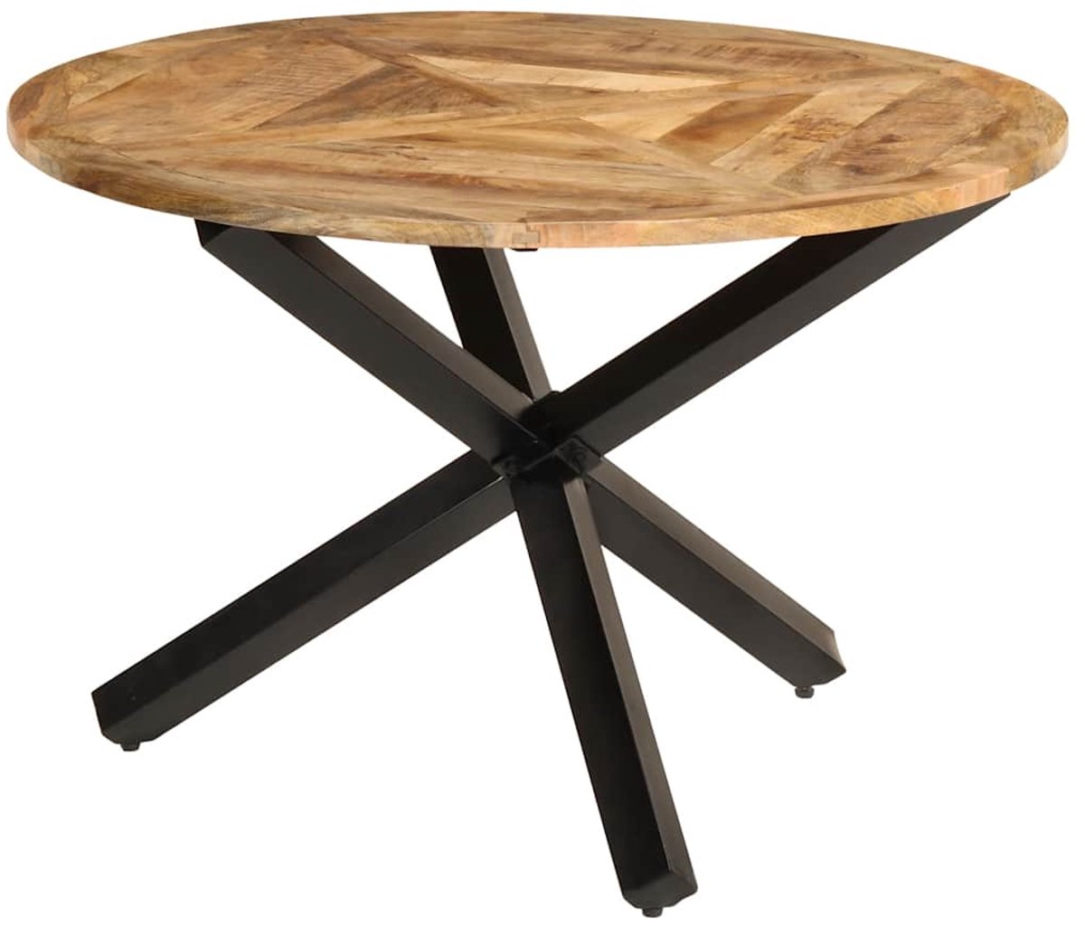 vidaXL Eettafel - Ø110x76 - cm - massief - ruw - mangohout Bruin