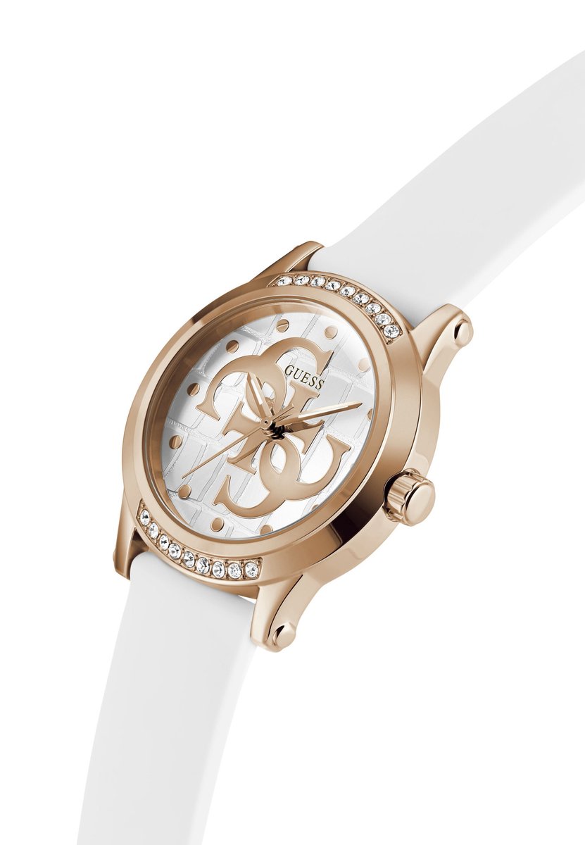 Guess Annette Quartz Analoog Horloge Wit Case: 100% Recycled Steel | Armband: 100% Silicone 36 mm GW0860L2, GW0860L4