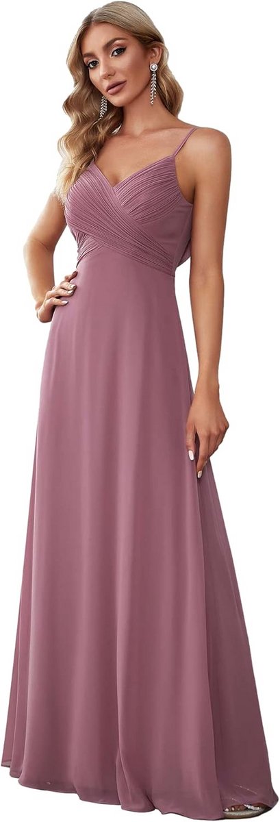 Elegante Avondjurk Lange A-lijn V-hals Chiffon Wikkeljurk Bruiloft Gast