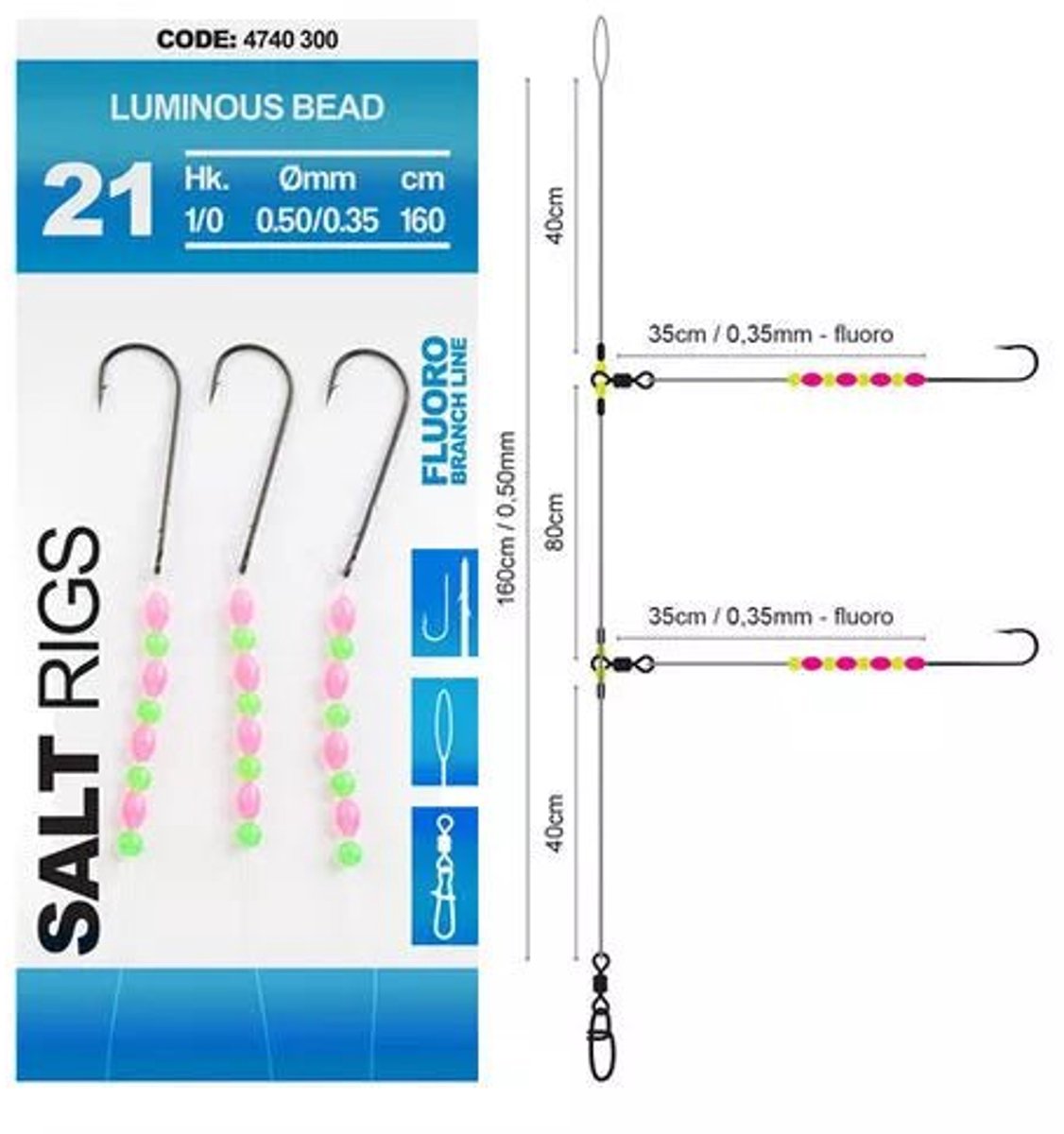 Spro 21 Salt Rig Luminous Bead Haak: 6