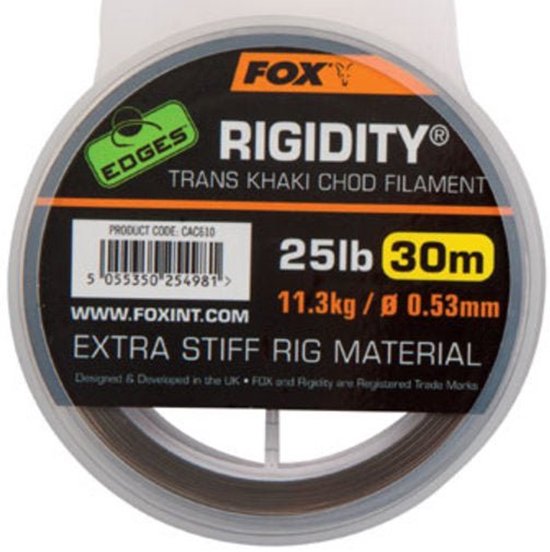 Fox Rigidity Chod Filament - Trans Khaki - 25lb - 30m - Khaki van Fox — afbeelding 3