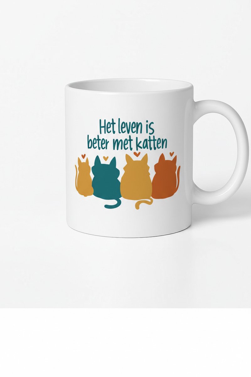 Katten Mok "Het leven is beter met katten" - Cadeau voor Kattenliefhebbers