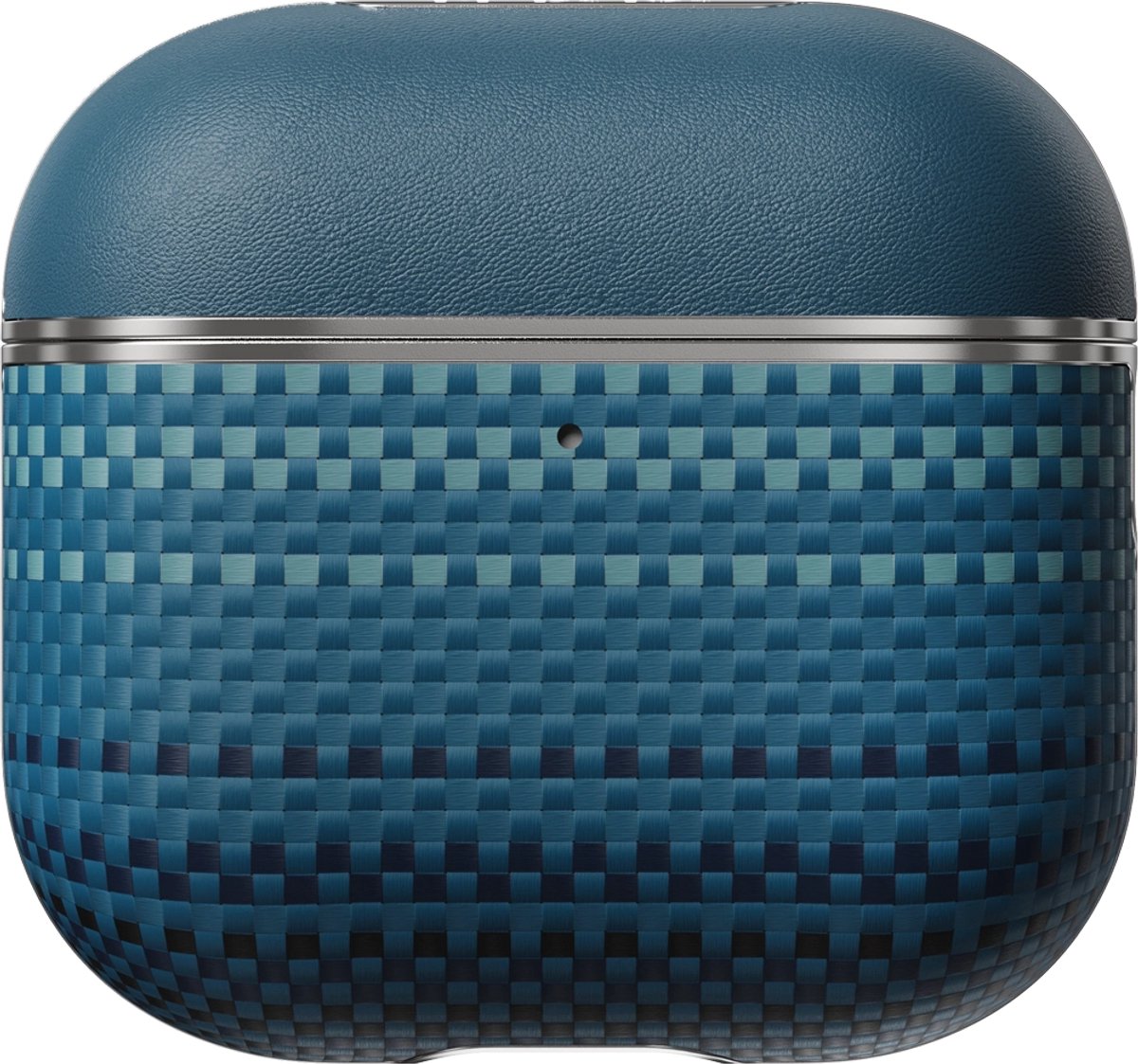 PITAKA AirPods Hoesje – Dubbel Materiaal Design van Leer en Aramidevezel – Ingebouwde N52 Magneten voor Magnetisch Opladen – Krasbestendige en Duurzame Bescherming - Blauw