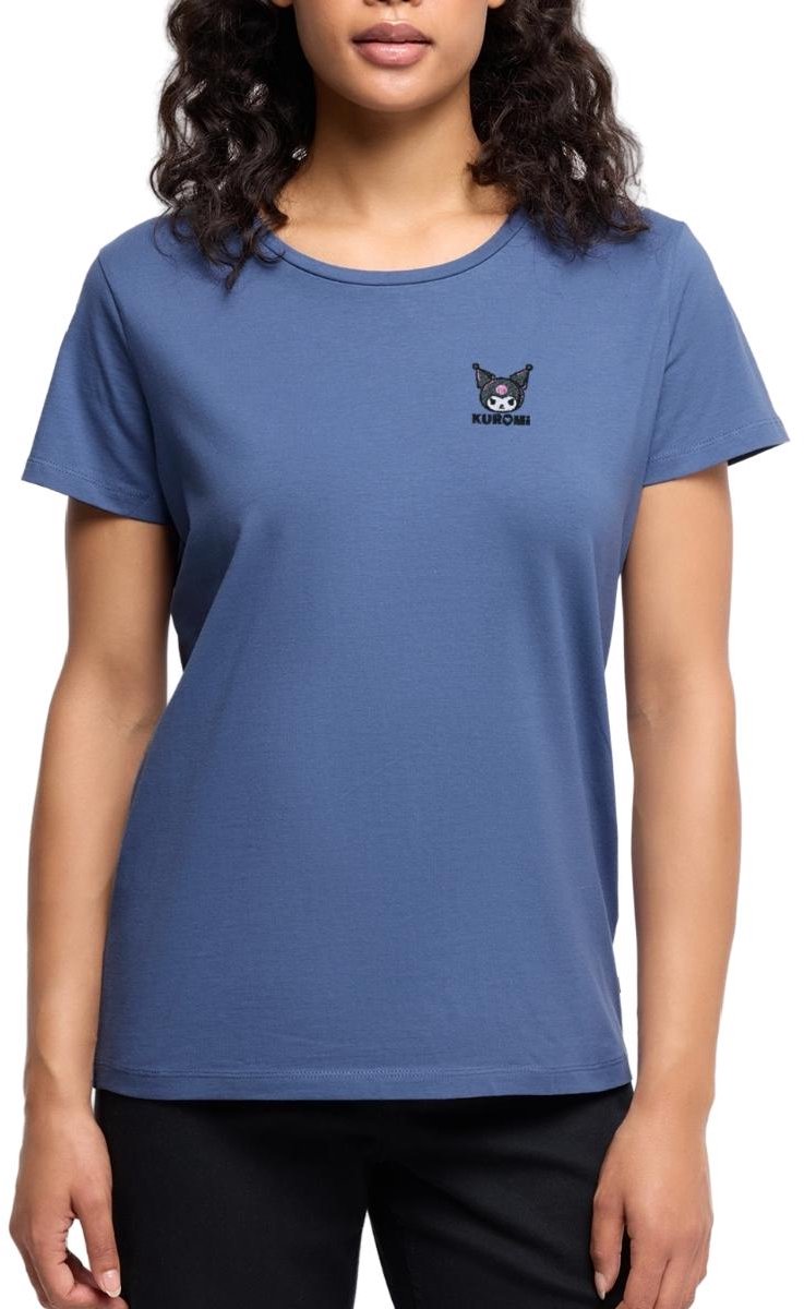 Kuromi Geborduurd Portret Premium T Shirt Dames